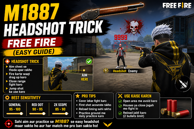M1887 Headshot Trick Free Fire 2026 (Easy One Tap Guide)