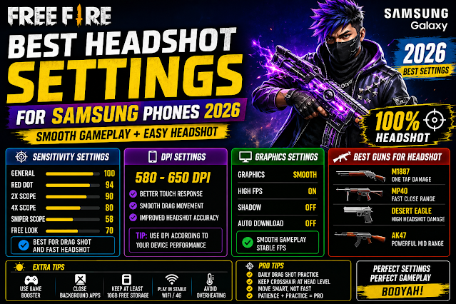 Free Fire Best Headshot Settings for Samsung Phones 2026