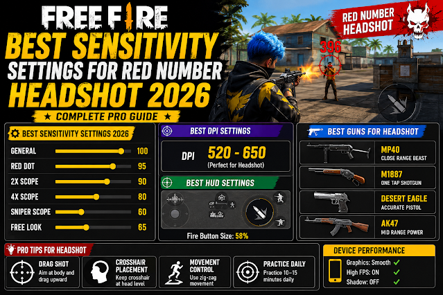 Free Fire Best Sensitivity Settings for Red Number Headshot 2026