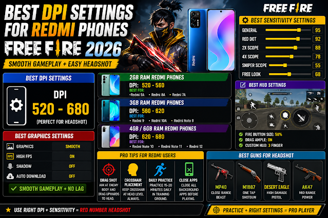 Best DPI Settings for Redmi Phones Free Fire 2026 (Smooth Headshot Guide)