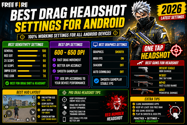 Free Fire Best Drag Headshot Settings for Android 2026
