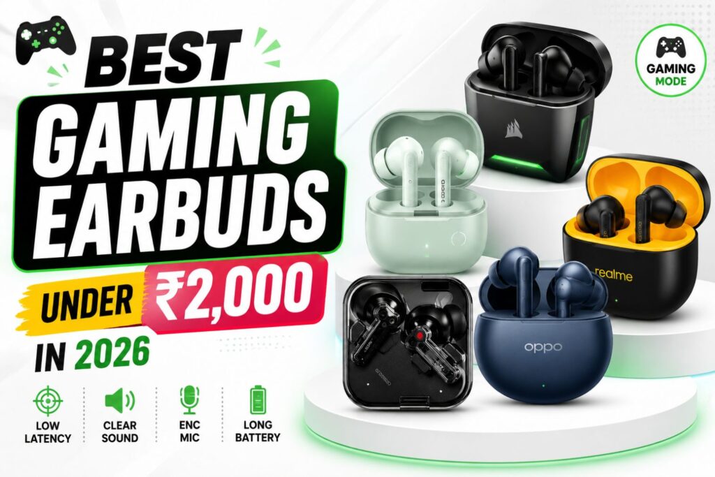 Best gaming earbuds under ₹2000 in 2026 with low latency, clear sound and ENC mic